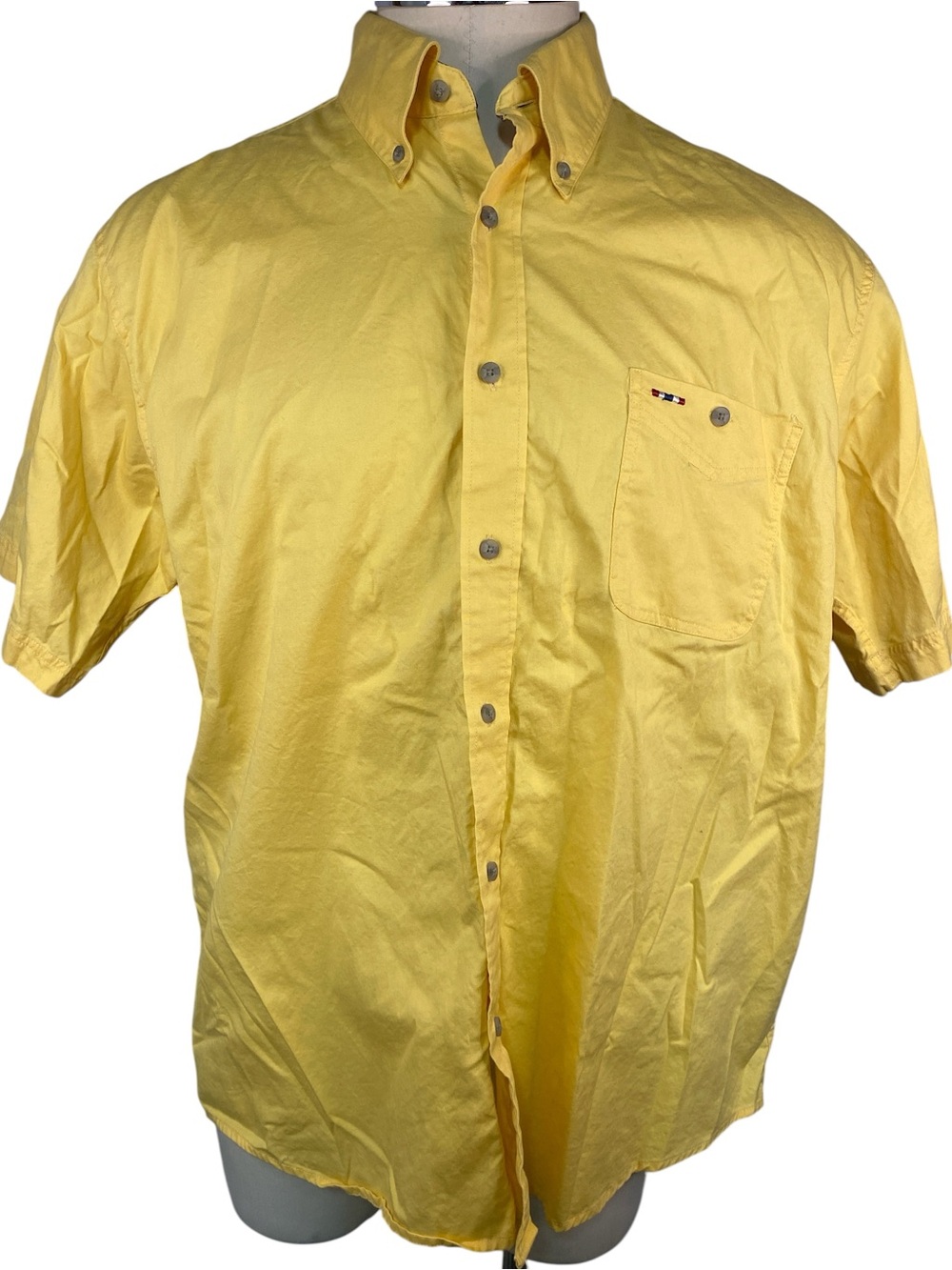 Larro Men's Yellow Short-Sleeve Button-Down Shirt XXL